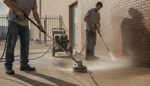 Boca Raton crew carefully cleans brick and concrete, avoiding joint damage during power or pressure washing